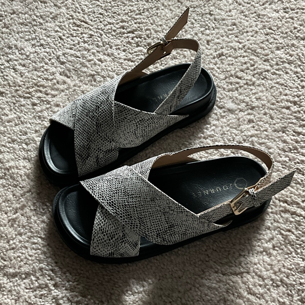 Journee Collection Snakeskin Black Sandals
